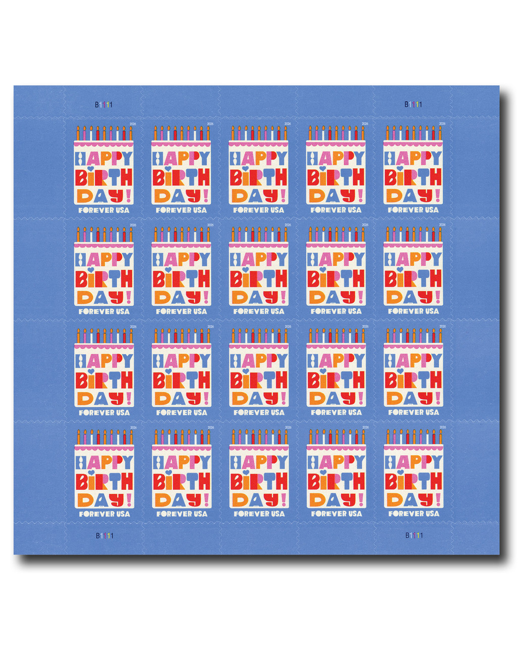Happy Birthday Stamps 2026(5 Sheets 100 Stamps) Happy Birthday Stamps 2026(5 Sheets 100 Stamps)