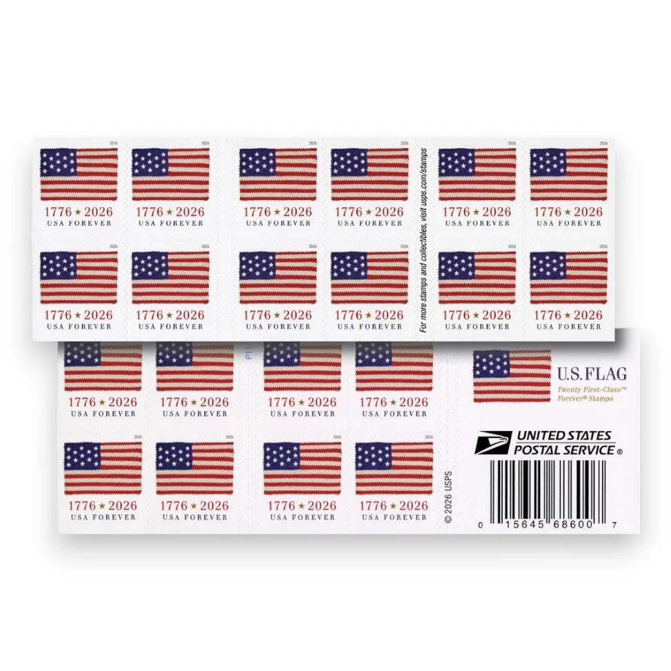 U.S. Flag 2026 Stamps_Book(5 Books 100 Stamps) U.S. Flag 2026 Stamps_Book(5 Books 100 Stamps)