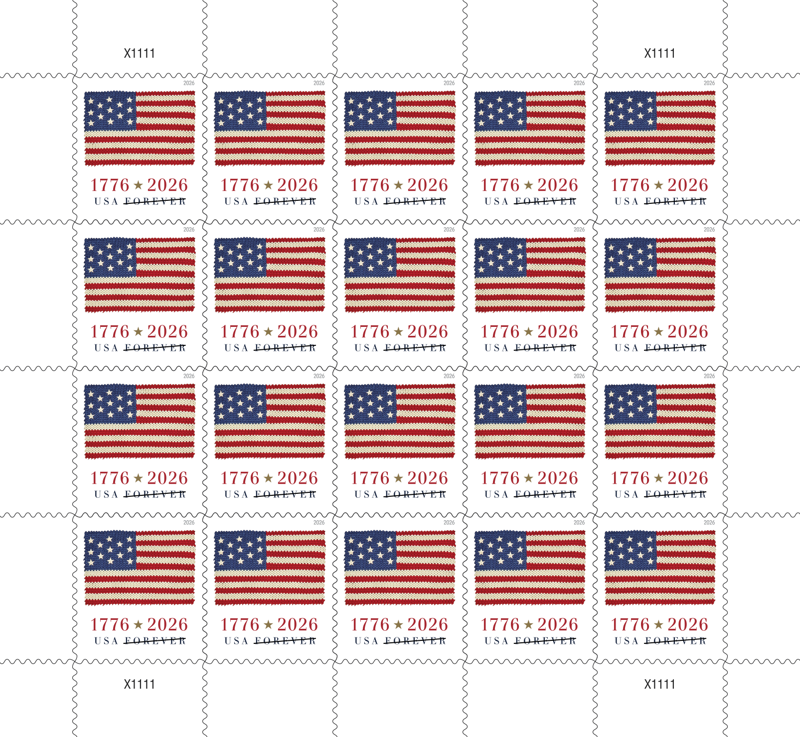 U.S. Flag 2026 Stamps_Sheet(5 Sheets 100 Stamps) U.S. Flag 2026 Stamps_Sheet(5 Sheets 100 Stamps)